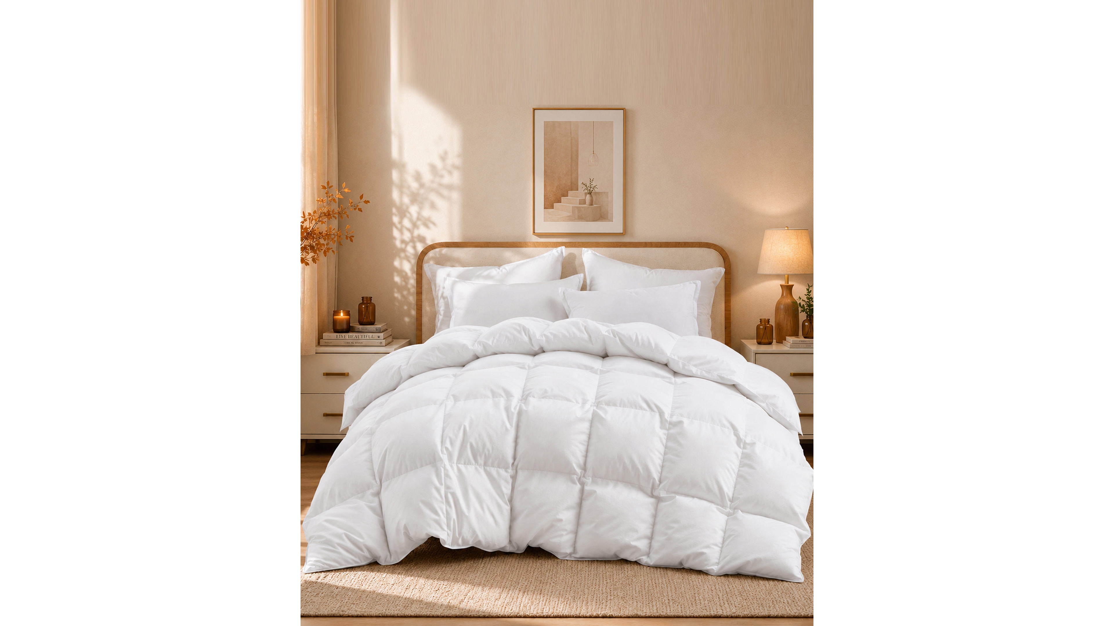 Unikome All Season Warmth Goose Feather Down Fiber Comforter, King