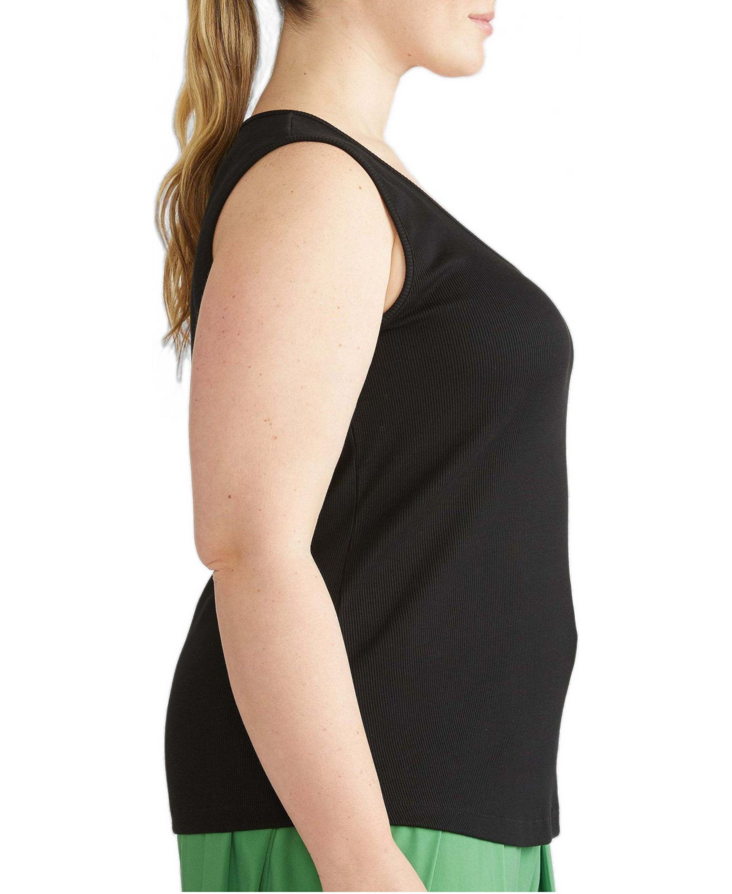 Plus Size Daisy Fitted Ribbed Cotton-Blend Tank Top