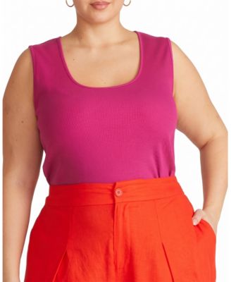 Plus Size Daisy Fitted Ribbed Cotton-Blend Tank Top