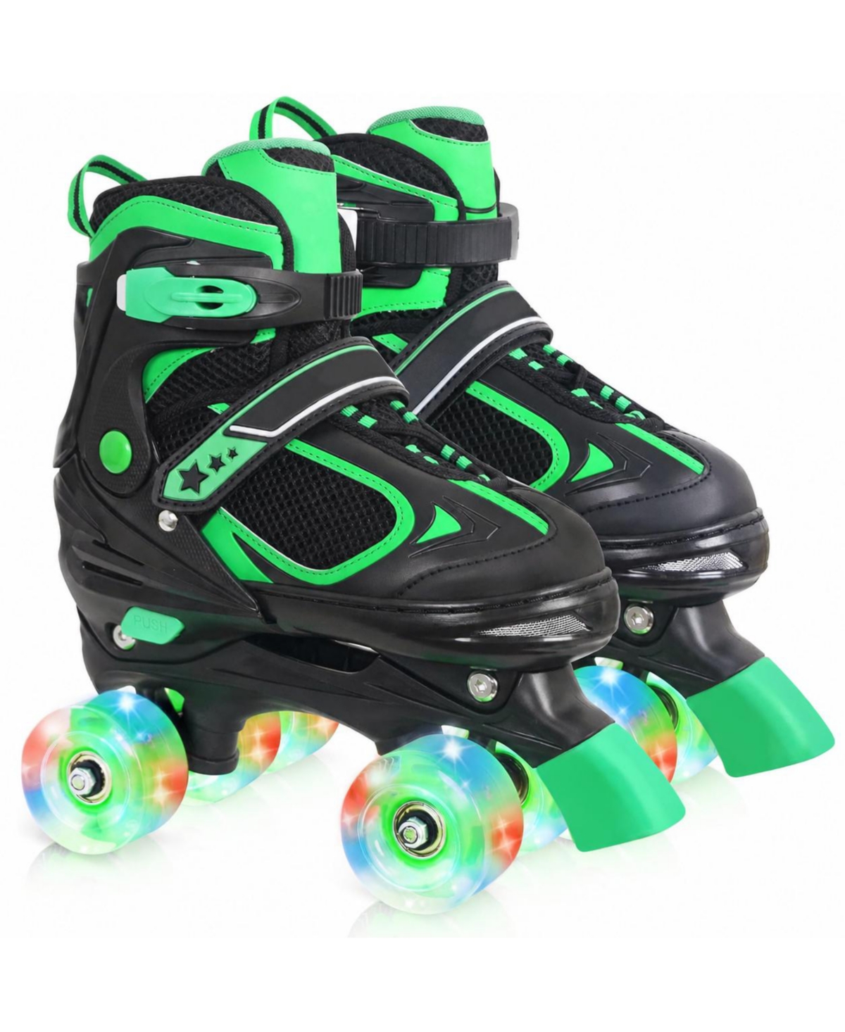Magicorange Adjustable Kids Roller Skates Light Up Wheels Beginner Indoor Outdoor - Green