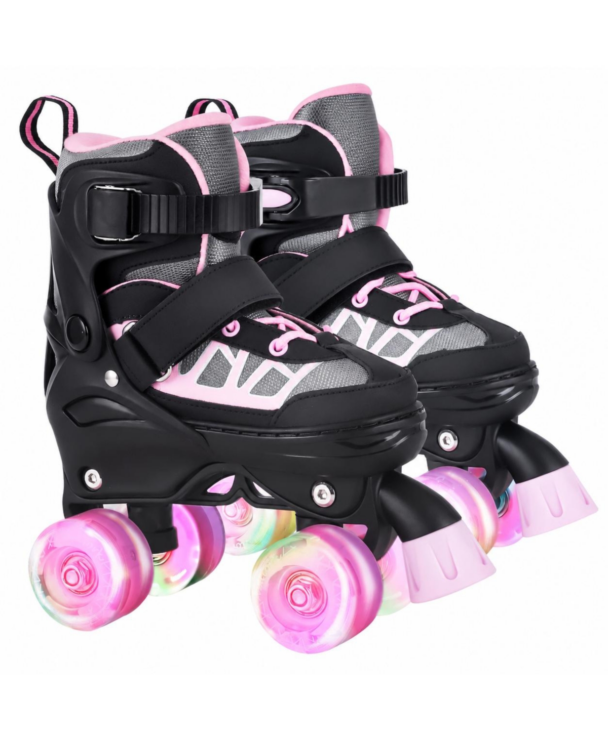 Magicorange Adjustable Kids Roller Skates Light Up Wheels Beginner Indoor Outdoor - Pink