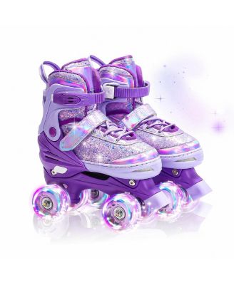 Adjustable Kids Roller Skates 4 Size ABEC 7 Bearings Breathable Safe Beginner Skates