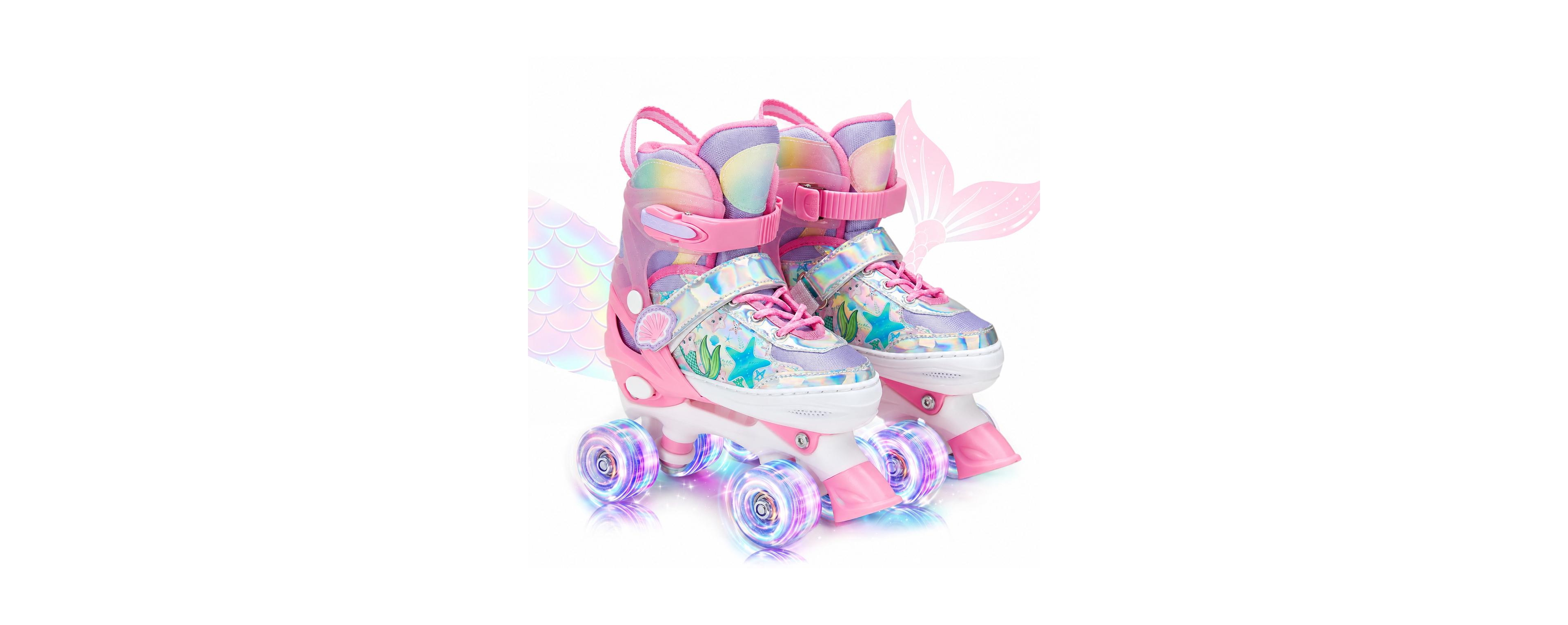 Magicorange Adjustable Mermaid Kids Roller Skates Light Up Wheels Beginner