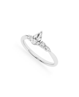 Lab-Grown Center Pear Diamond Ring (3/4 ct. t.w.) in 14k White Gold