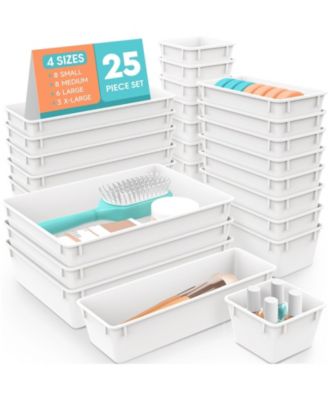 Clear Plastic Drawer Organizer Bins 25 Pack Stackable Storage Set
