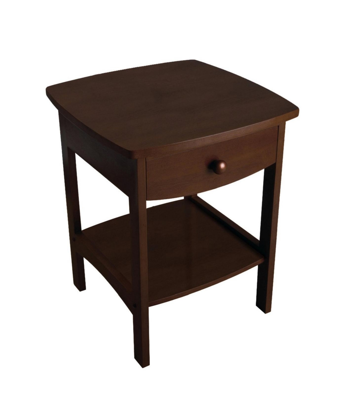 Wooden Nightstand with One Drawer and Walnut Finish for Home
