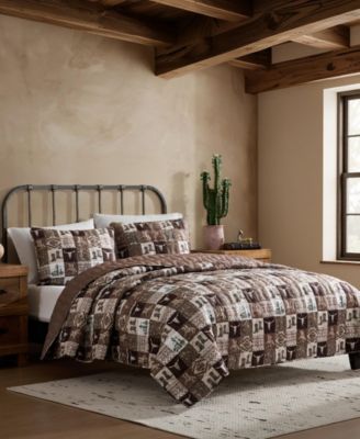 Fall Western Patch Microfiber 3-Piece Quilt Set, King