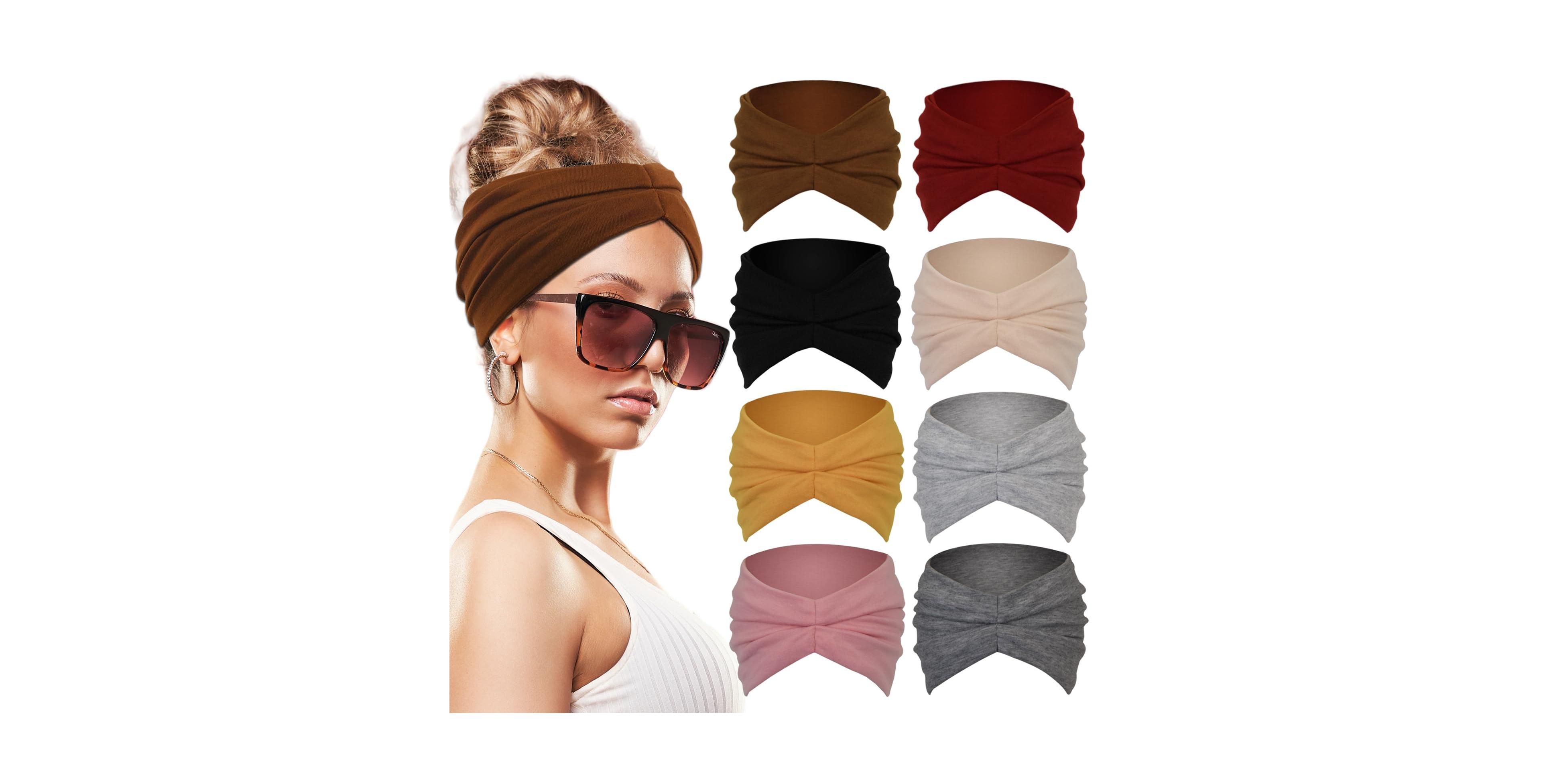 Sportneer Extra Wide Stretch Multi-Use Headbands, 8-Piece Set