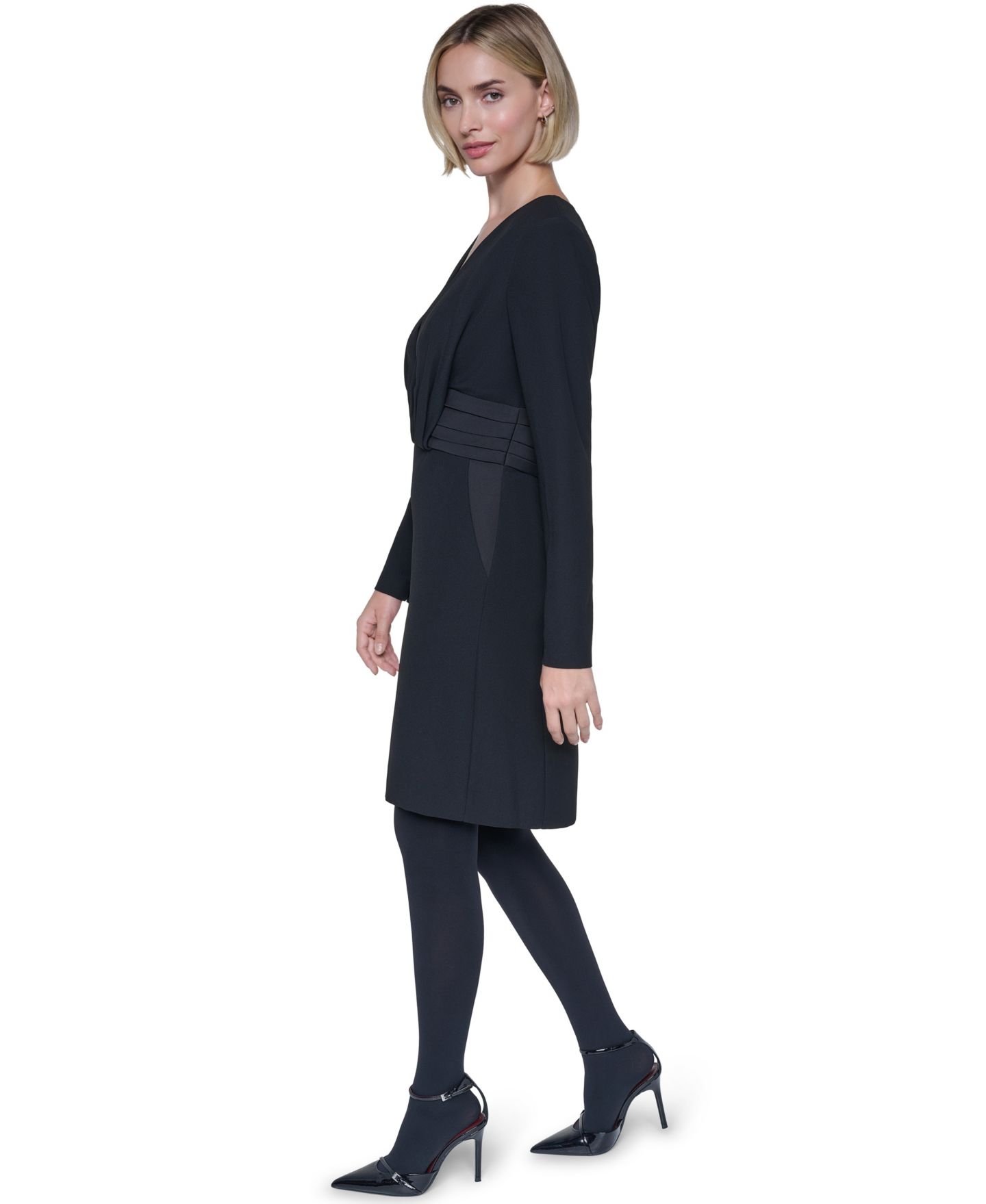 Женское платье Sonia Rykiel V-Neck Long Sleeve Tuxedo, цвет: Чёрный — фото 2