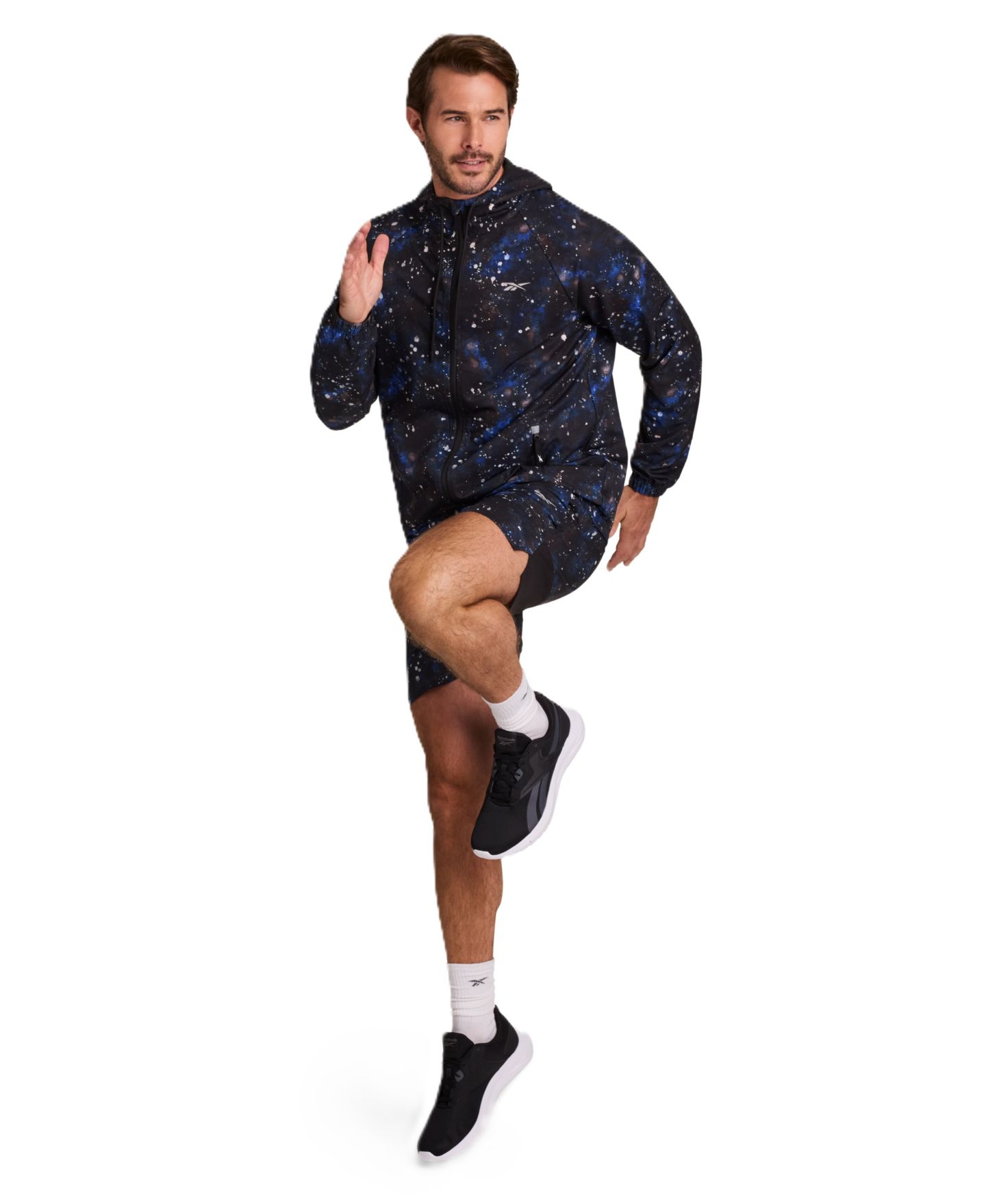Мужская куртка Reebok Speedwick Full-Zip Hooded Water-Resistant Running, цвет: Синий разноцветный — фото 4