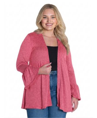 Plus Size Bell Sleeve Open Front Cardigan