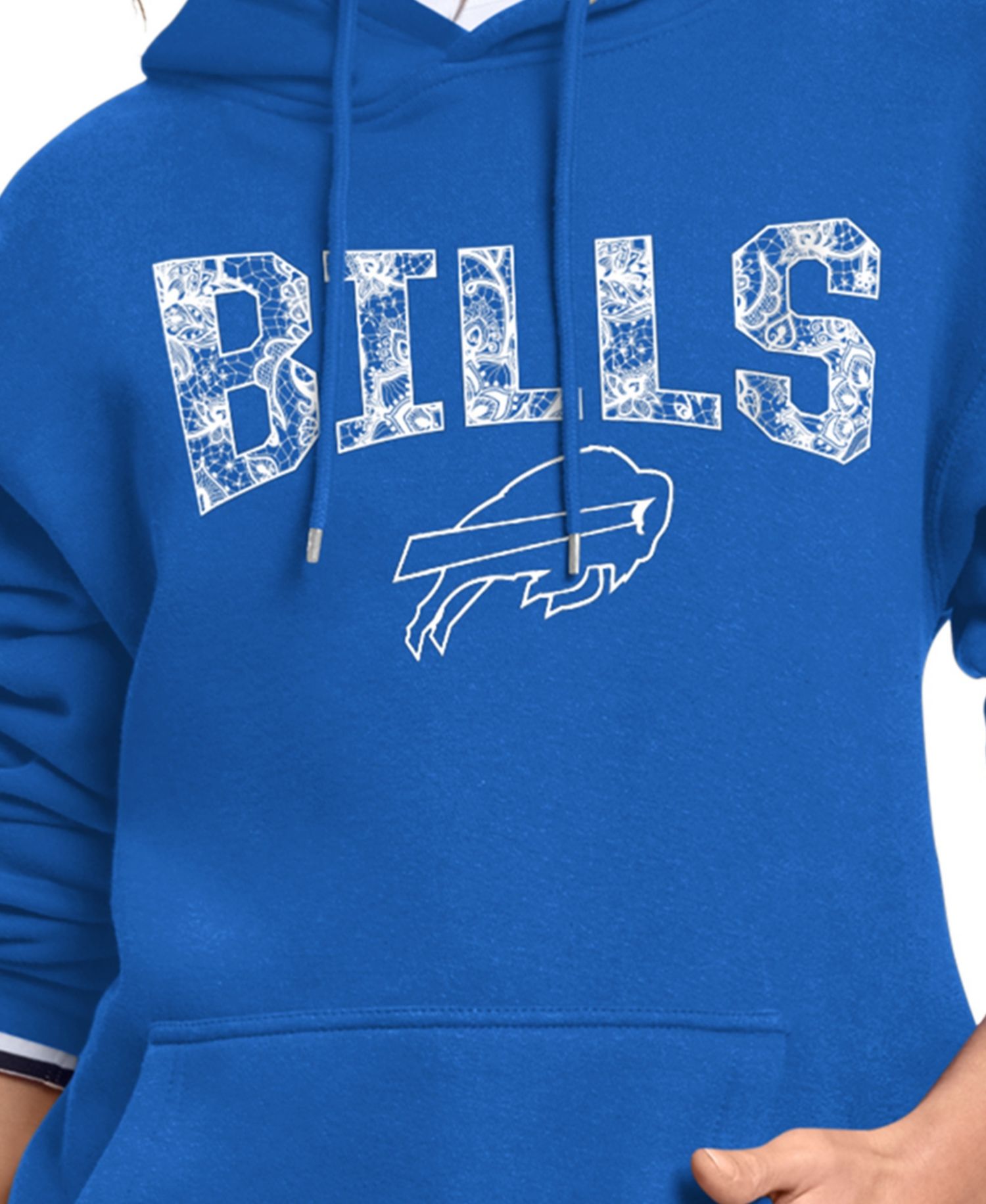 Women's Royal Buffalo Bills Lace Team Lockup Fleece Hoodie