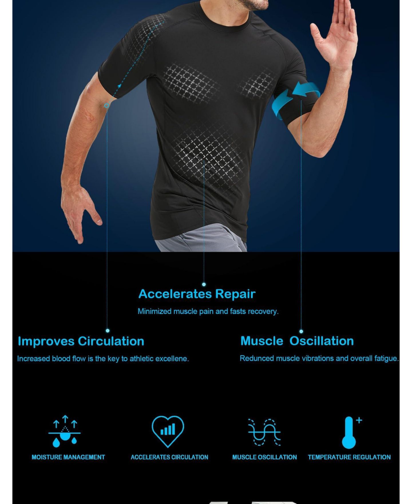 Мужская футболка peneyon Compression Athletic Crewneck, цвет: Чёрный — фото 4