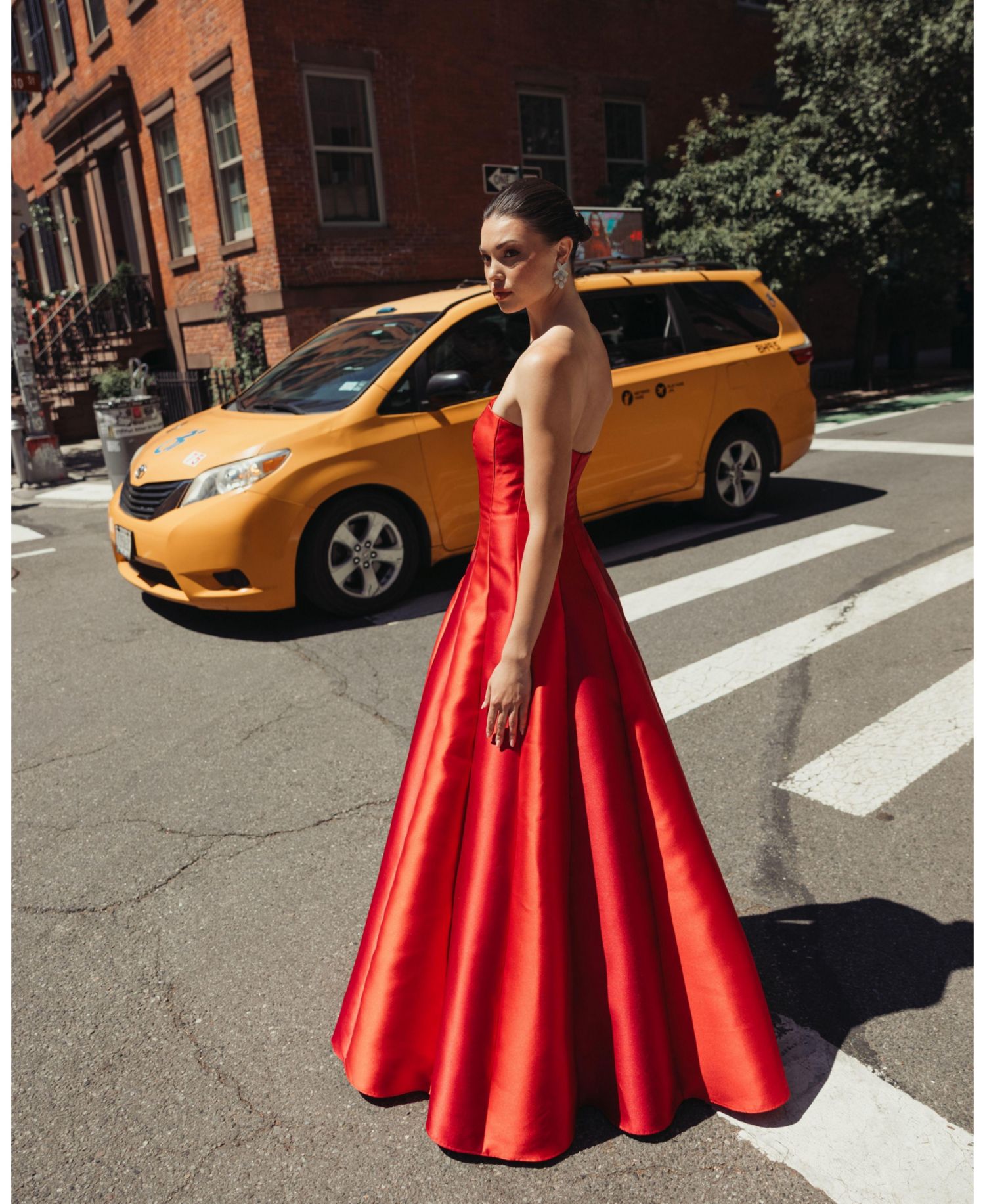 Women's Strapless Paneled Mikado Ball Gown