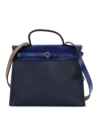 Pre-Owned Hermes 31 Herbag Zip Leather and Toile