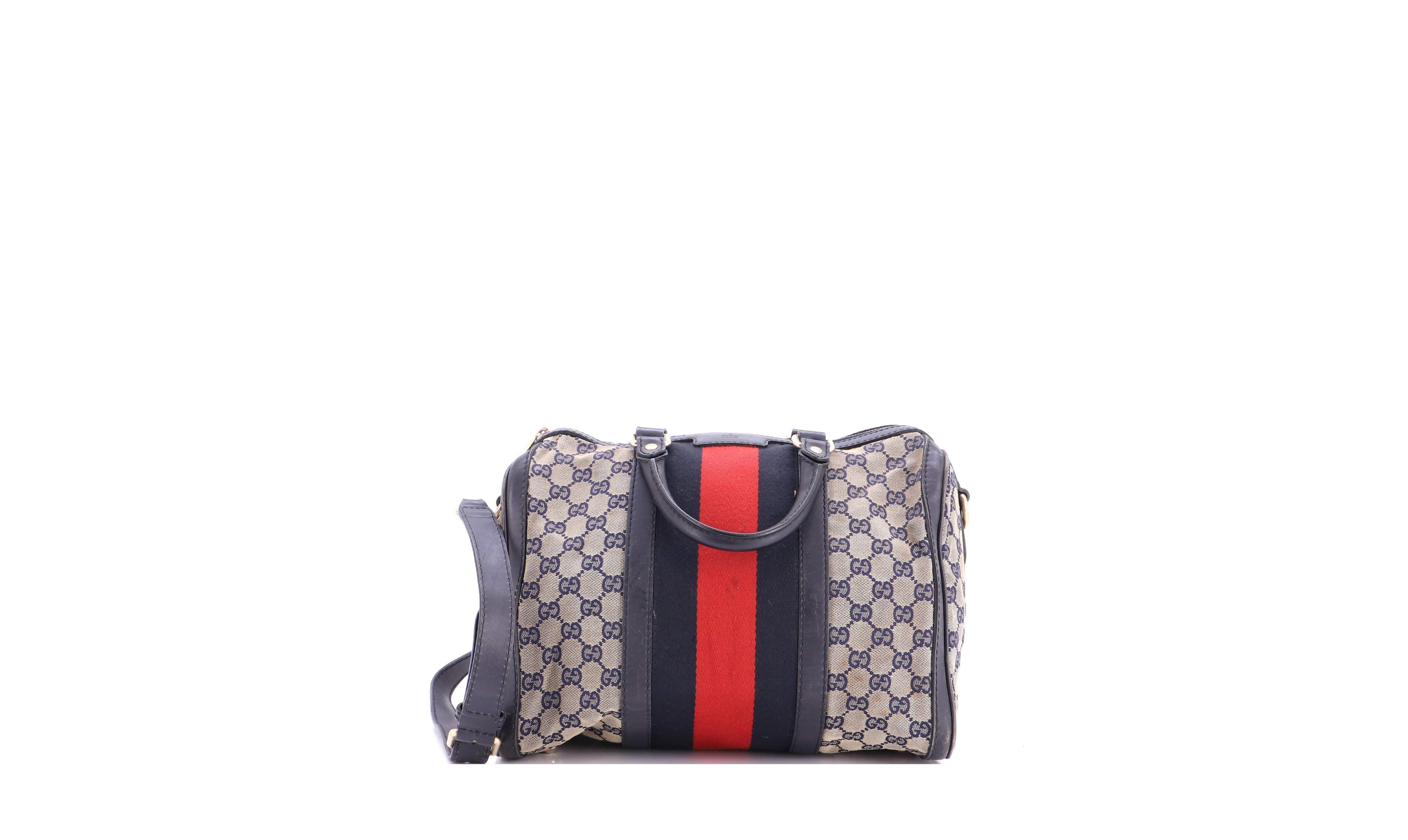 Pre-Owned Gucci Medium Vintage Web Boston Bag Gg Canvas