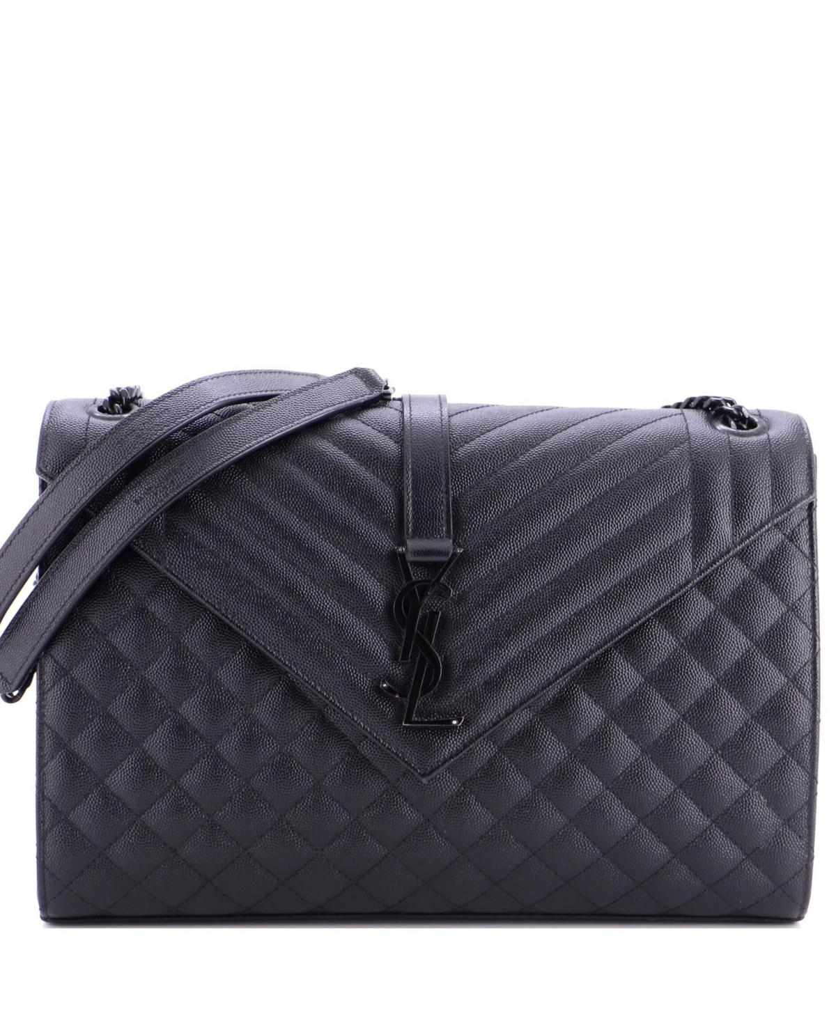 Pre-Owned Saint Laurent Large Classic Monogram Envelope Satchel Mixed Matelasse Leather