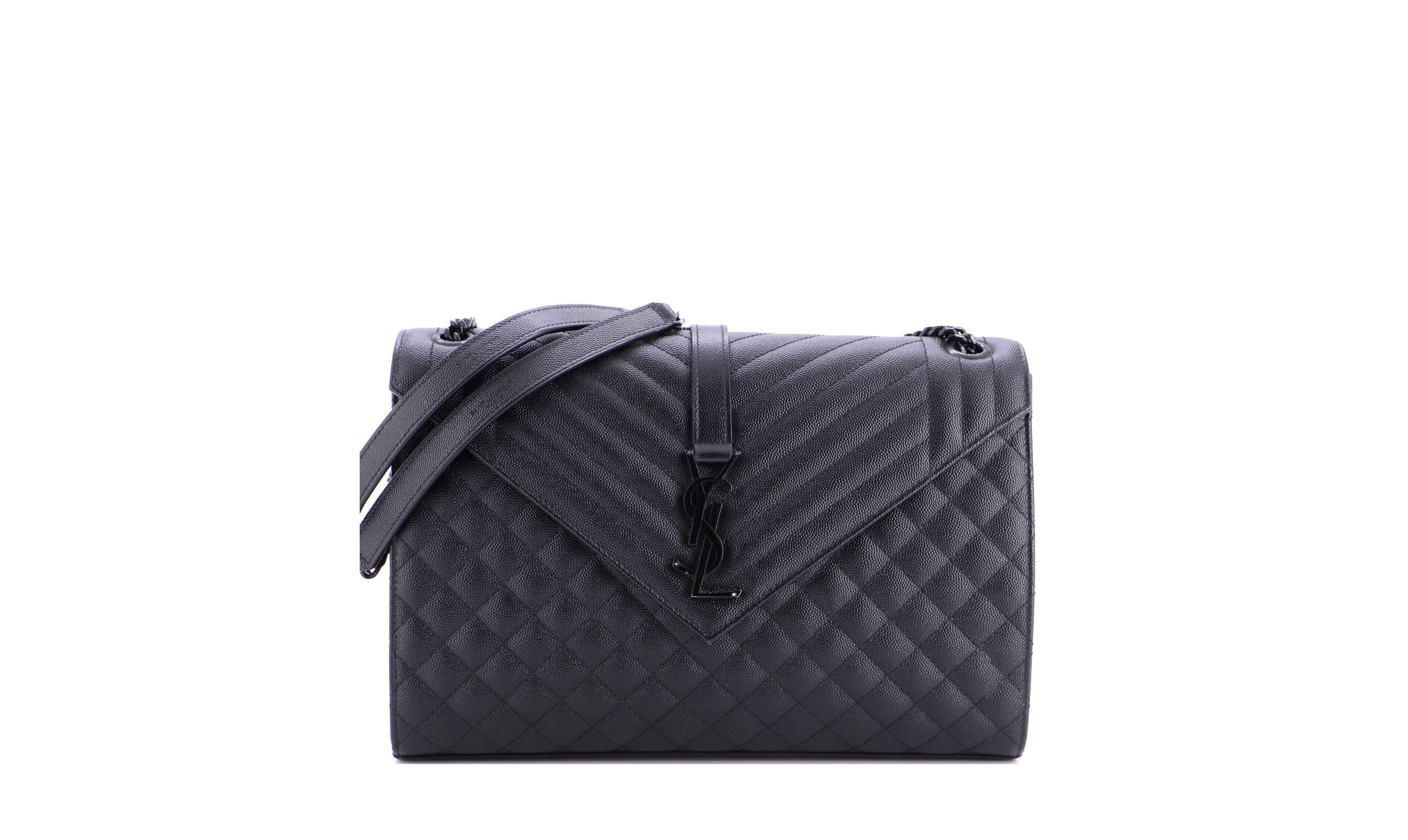 Pre-Owned Saint Laurent Large Classic Monogram Envelope Satchel Mixed Matelasse Leather