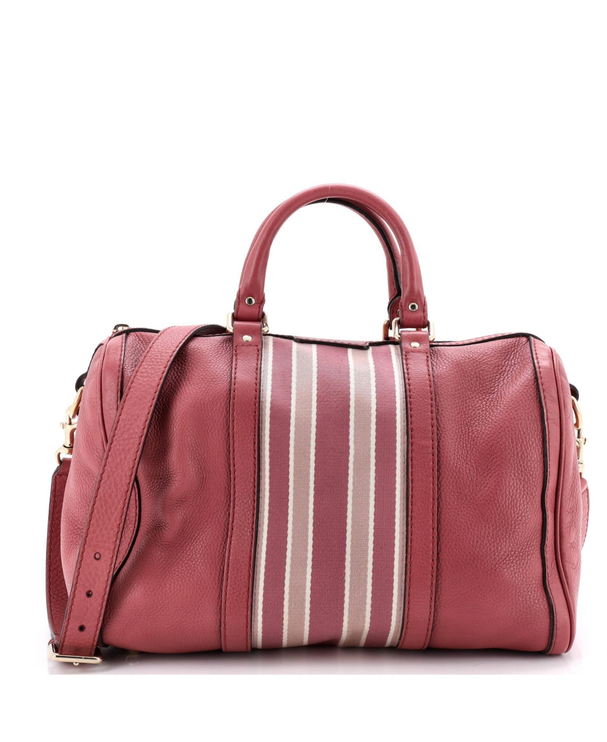 Pre-Owned Gucci Medium Vintage Web Boston Bag Leather