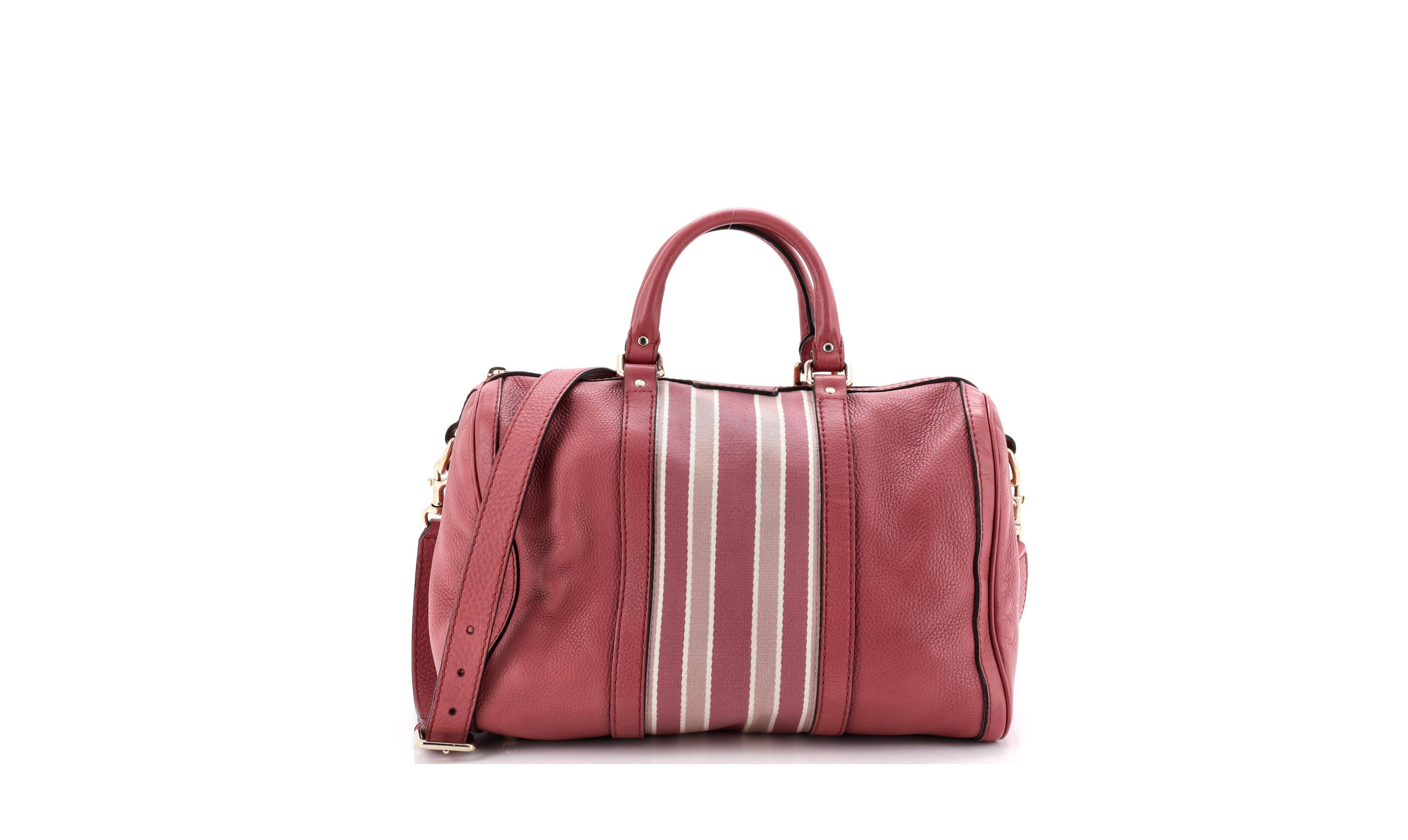 Pre-Owned Gucci Medium Vintage Web Boston Bag Leather