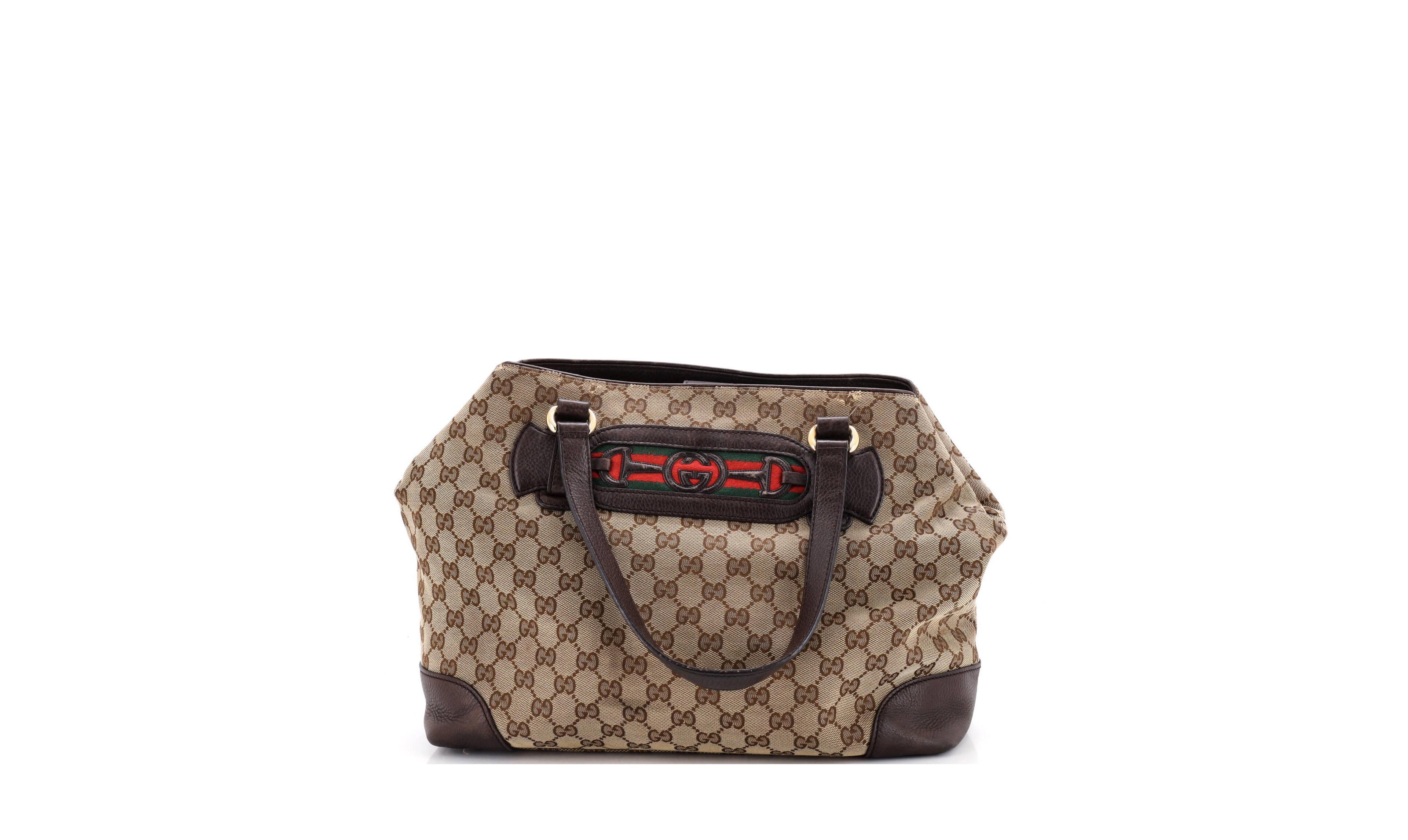 Pre-Owned Gucci Medium Dressage Tote Gg Canvas and Leather