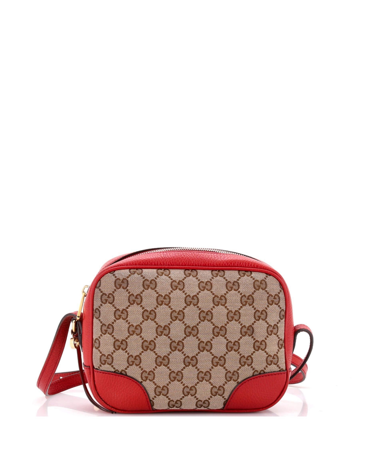 Pre-Owned Gucci Mini Bree Disco Crossbody Bag Gg Canvas with Leather - Red