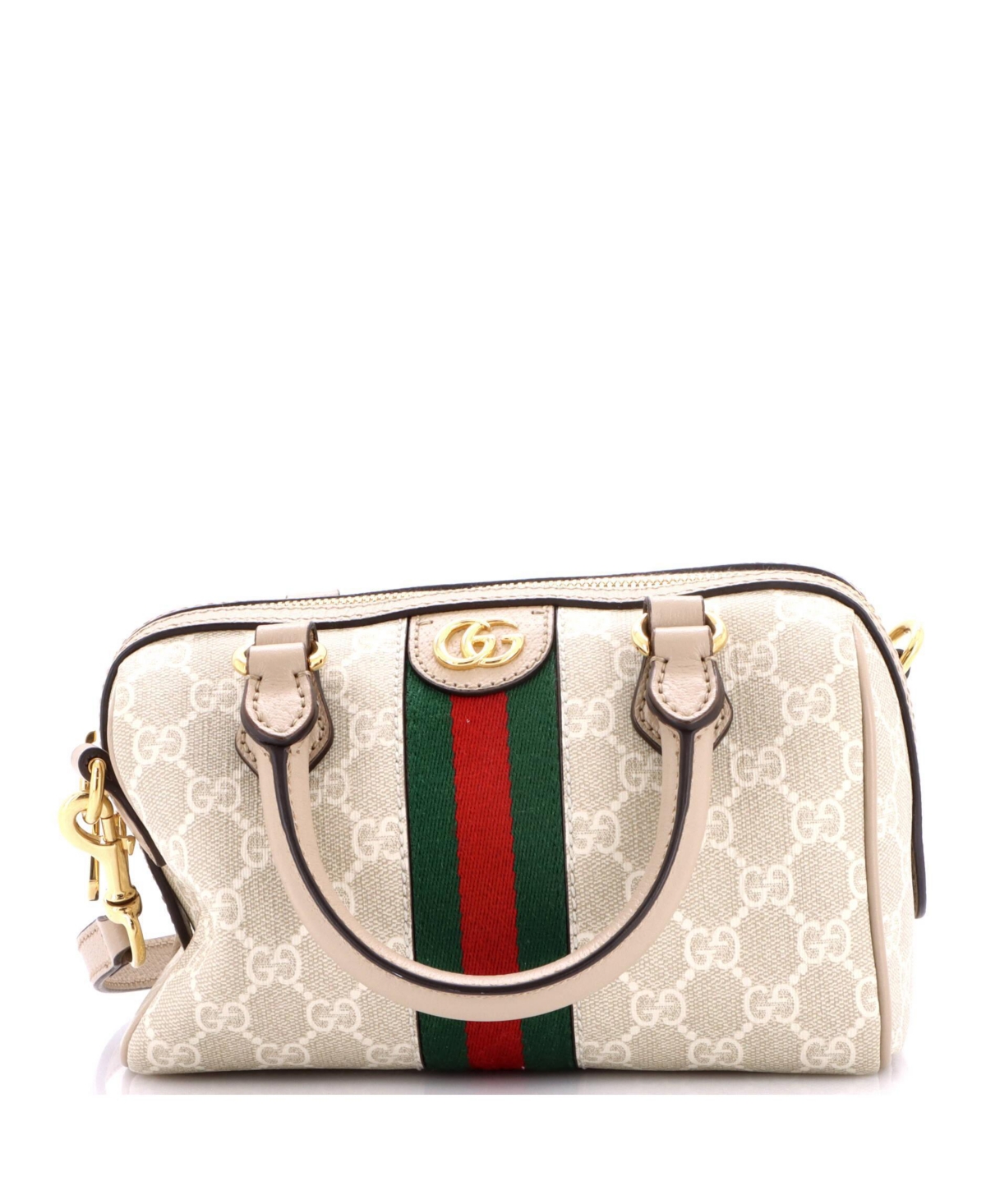 Pre-Owned Gucci Mini Ophidia Convertible Boston Bag Gg Coated Canvas - White