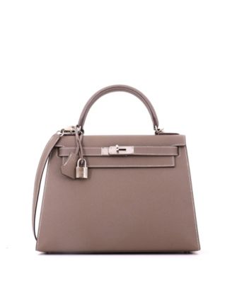 Pre-Owned Hermes Kelly 28 Handbag Grey Epsom with Palladium Hardware