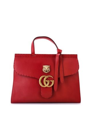 Medium GG Marmont Animalier Top Handle Bag Leather