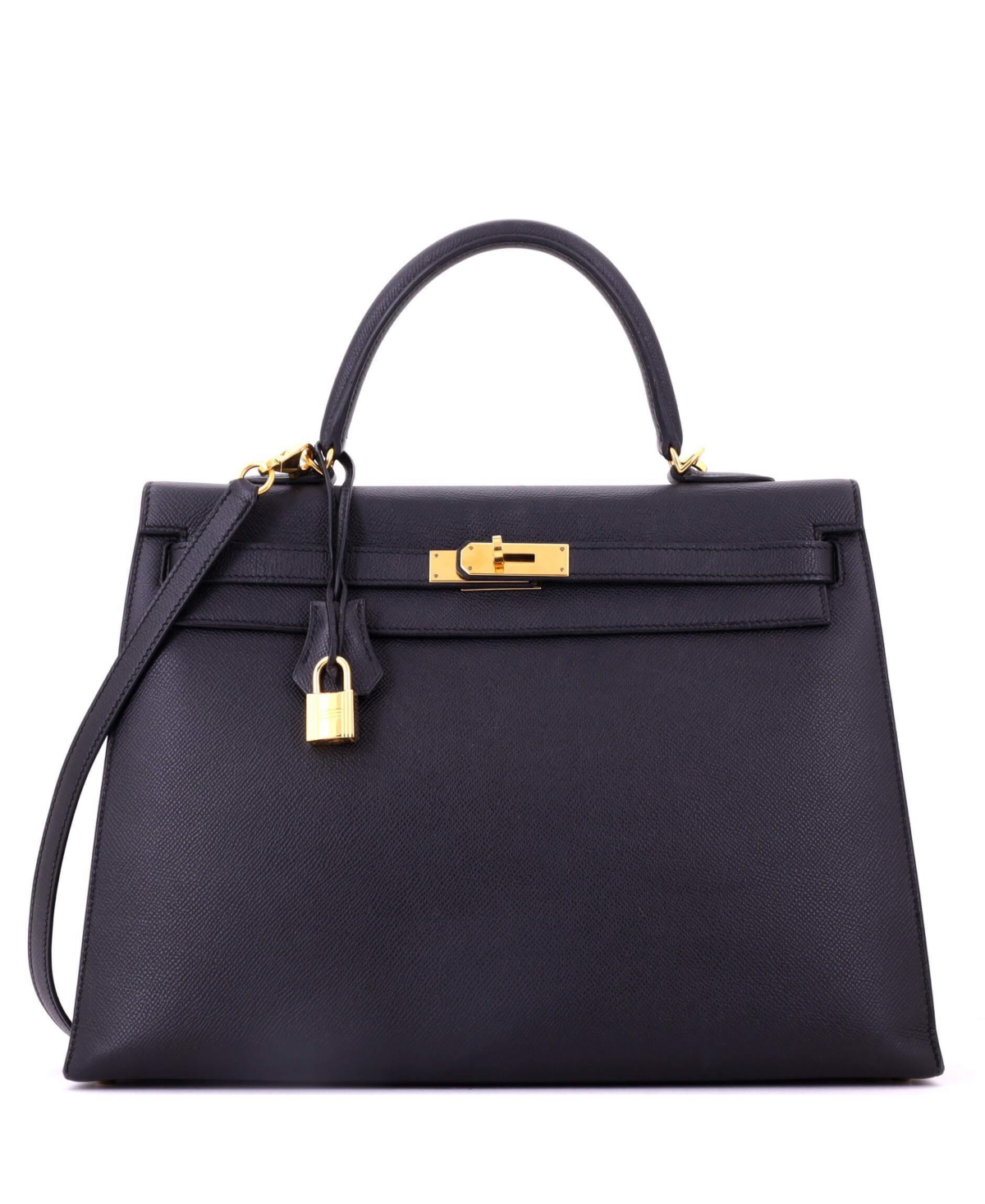 Pre-Owned Hermes Kelly 35 Handbag Black Epsom with Gold Hardware