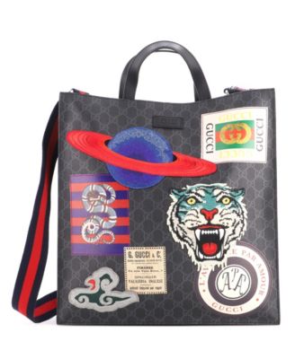 North South Courrier Convertible Soft Open Tote GG Coated Canvas with Applique