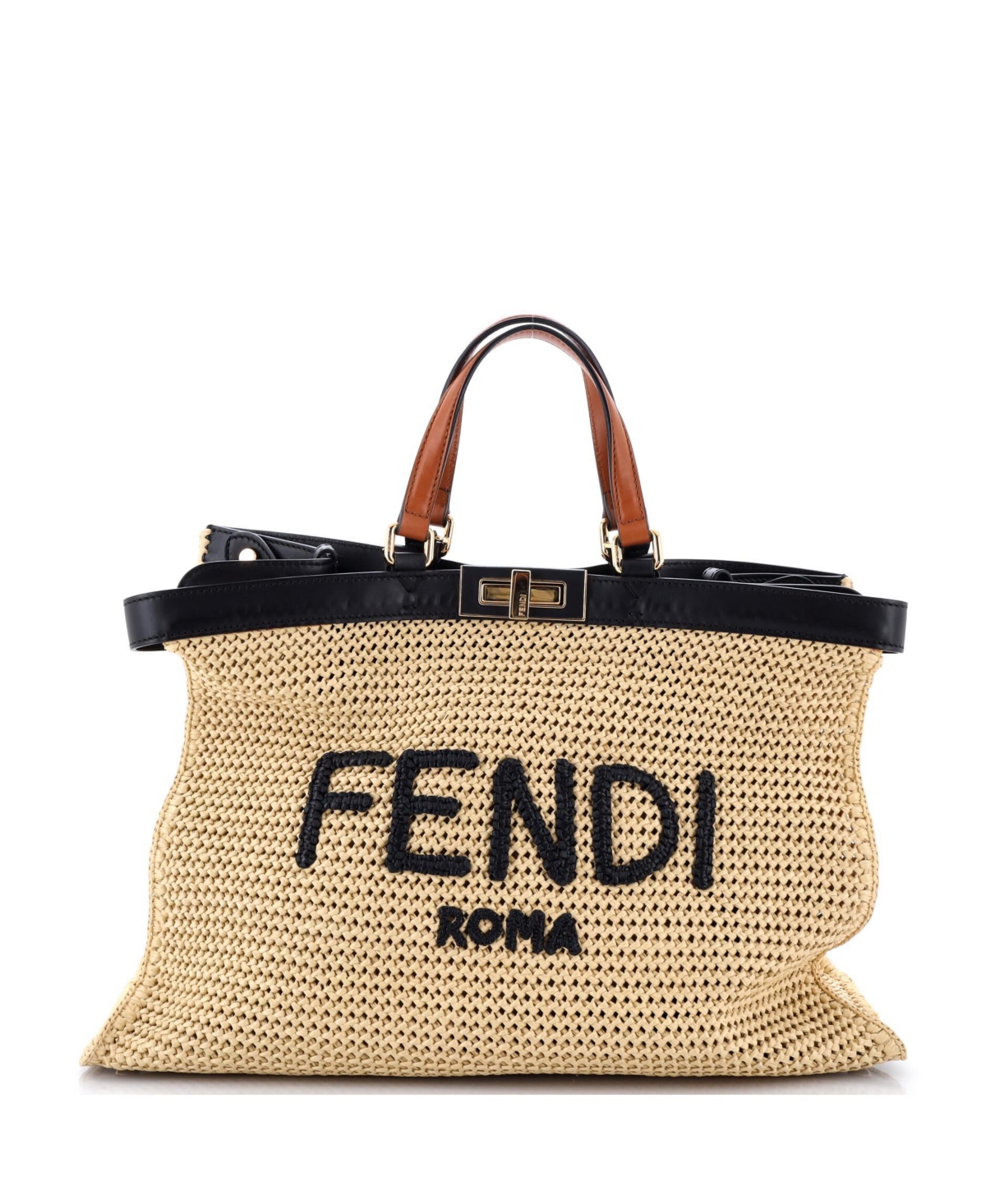Pre-Owned Fendi Medium Peekaboo X-Tote Raffia