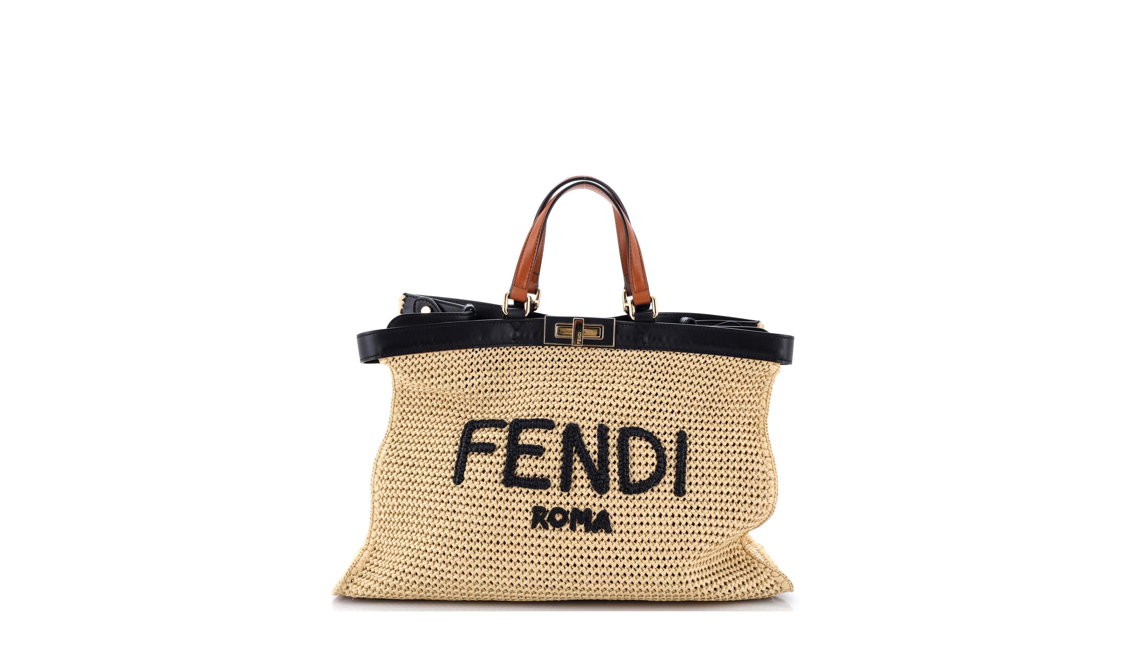 Pre-Owned Fendi Medium Peekaboo X-Tote Raffia