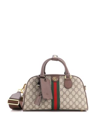 Medium Ophidia Convertible Boston Top Handle Bag GG Coated Canvas with Leather