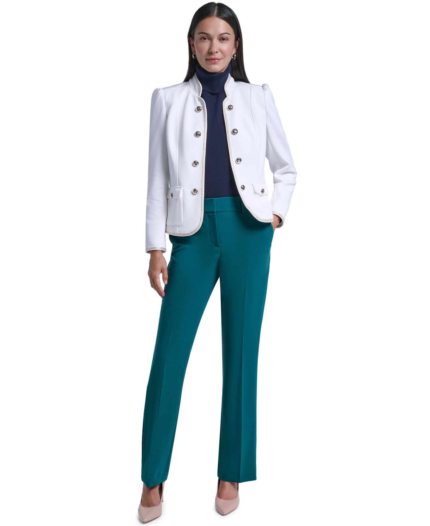 Женская куртка Tommy Hilfiger Picuba Band Collar Shoulder-Padding, цвет: Слоновая кость — фото 2