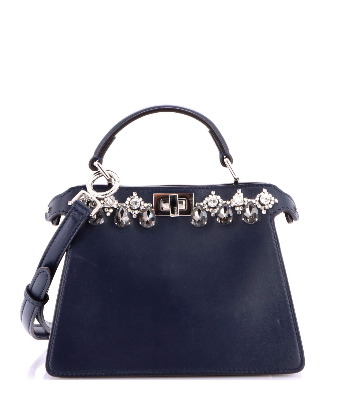 Pre-Owned Fendi Petite Peekaboo ISeeU Bag Crystal Embellished Leather