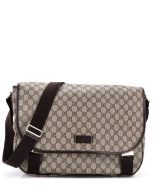 Large Double Buckle Messenger Bag GG Coated Canvas