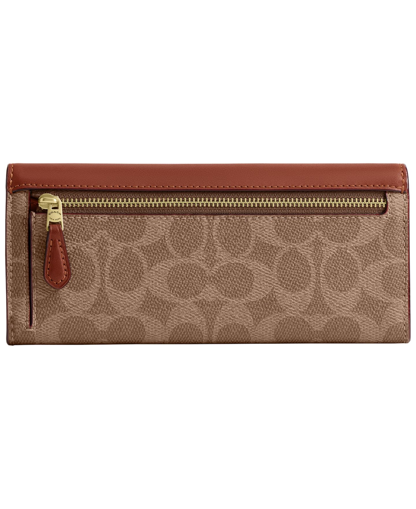 Женский длинный кошелёк Coach Mila с клапаном из переработанной кожи, цвет: Латунный / Рыжевато-коричневый карамельный — фото 2