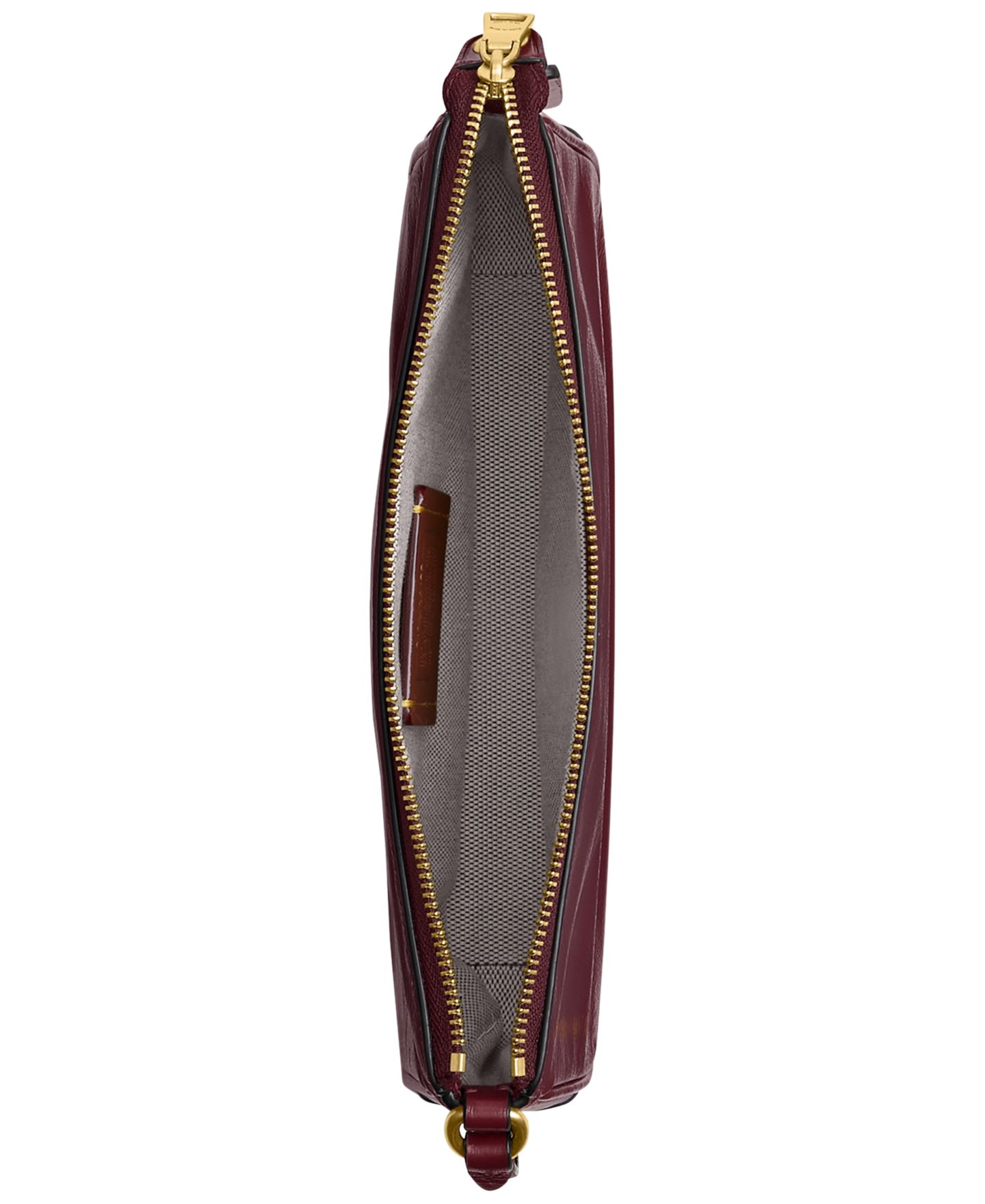 Женская сумка COACH Plaza Small Glazed Leather Shoulder Handbag, цвет: Латунный / Тёмный вишнёвый — фото 3