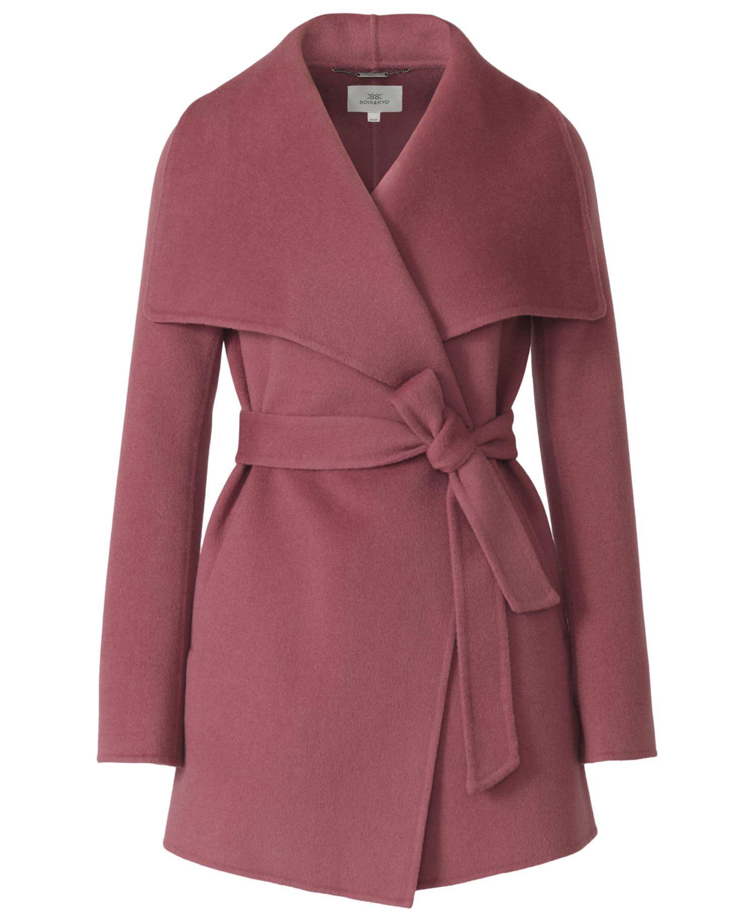 Women's Bridgette-Z Wool-Blend Cascade Collar Tie-Belt Coat
