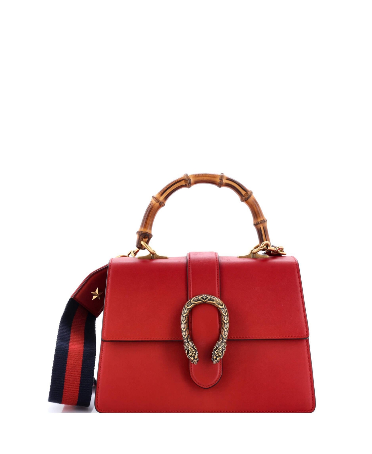 Pre-Owned Gucci Medium Dionysus Bamboo Top Handle Bag Leather - Red