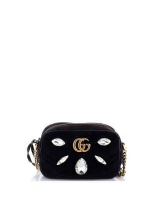 Mini GG Marmont Shoulder Bag Crystal Embellished Matelasse Velvet
