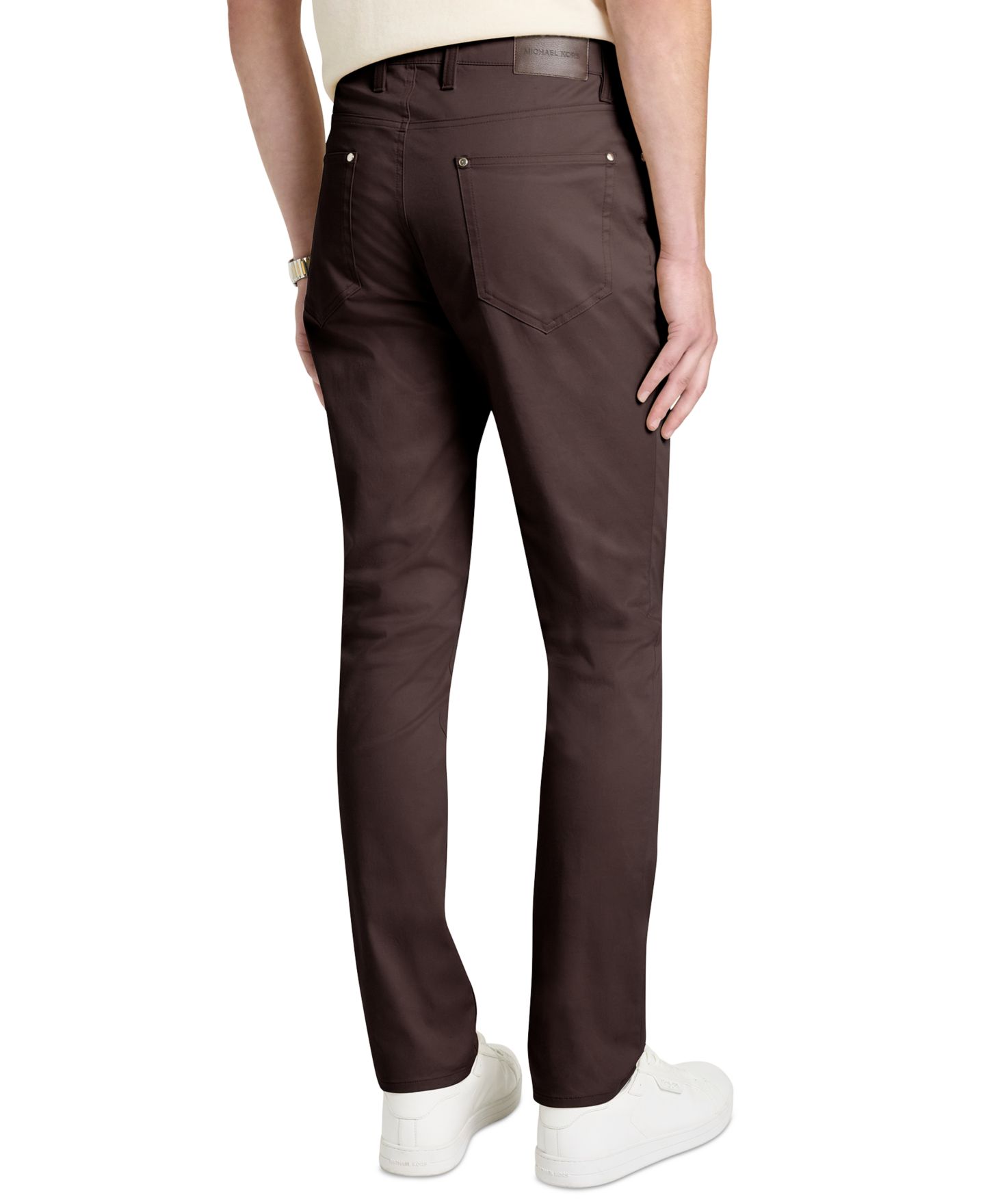 Мужские брюки Michael Kors Parker Slim-Fit Cotton-Blend Stretch, цвет: Шоколадный — фото 3