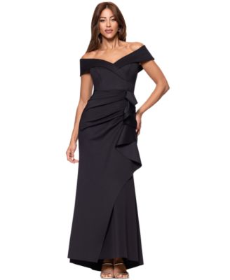 Women's Scuba Off-The-Shoulder Gown