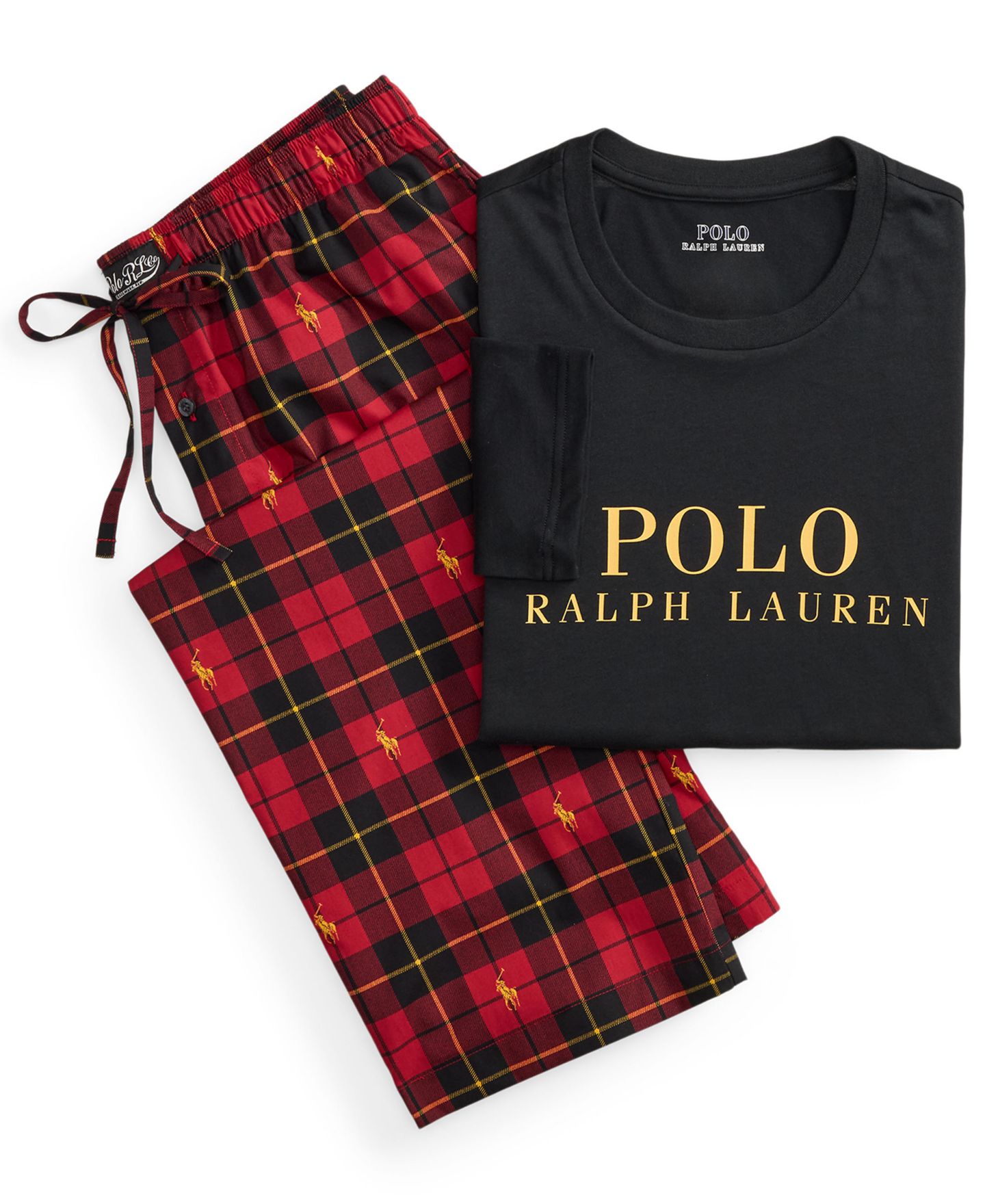 Пижамный комплект для мужчин, 2 предмета — Polo Ralph Lauren, цвет: Чёрный / Золотой — фото 6