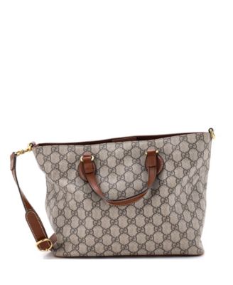 Small Convertible Soft Tote GG Coated Canvas with Leather