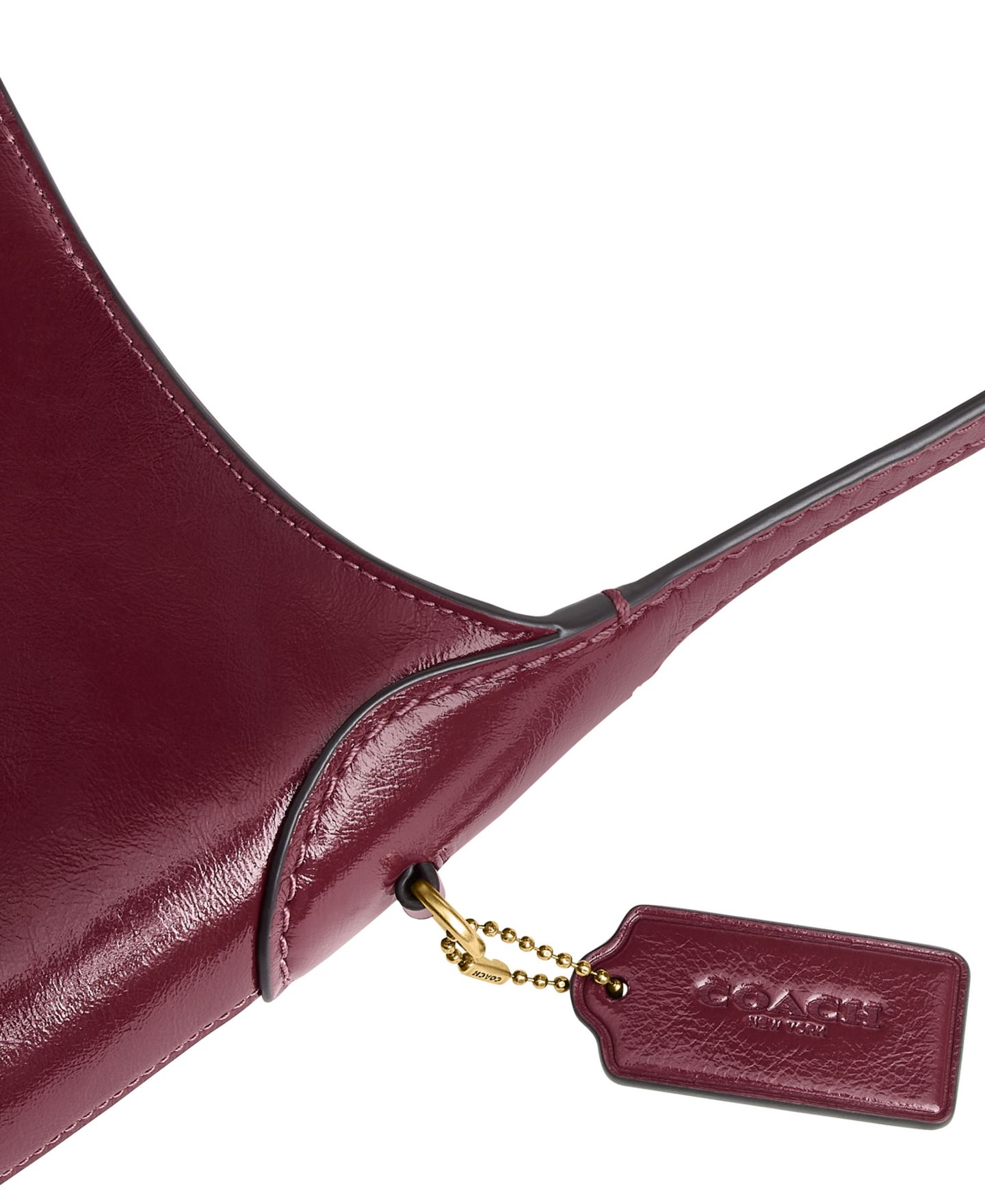 Женская сумка Coach Brooklyn 26 из глазированной кожи, на плечо, маленькая, цвет: Латунный / Тёмный вишнёвый — фото 5