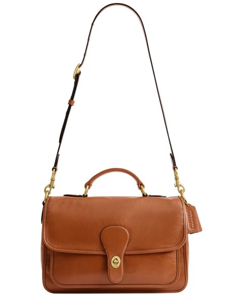 Женская сумка-сэтчел Coach Metropolitan Medium из глазурованной кожи, цвет: Янтарный коричневый