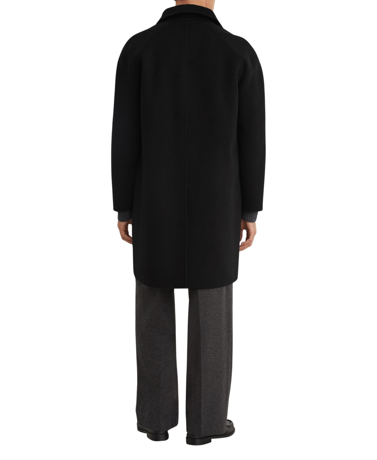 Мужское пальто REISS McCullough Wool-Blend Single-Breasted Raglan Sleeves Overcoat, цвет: Чёрный — фото 4