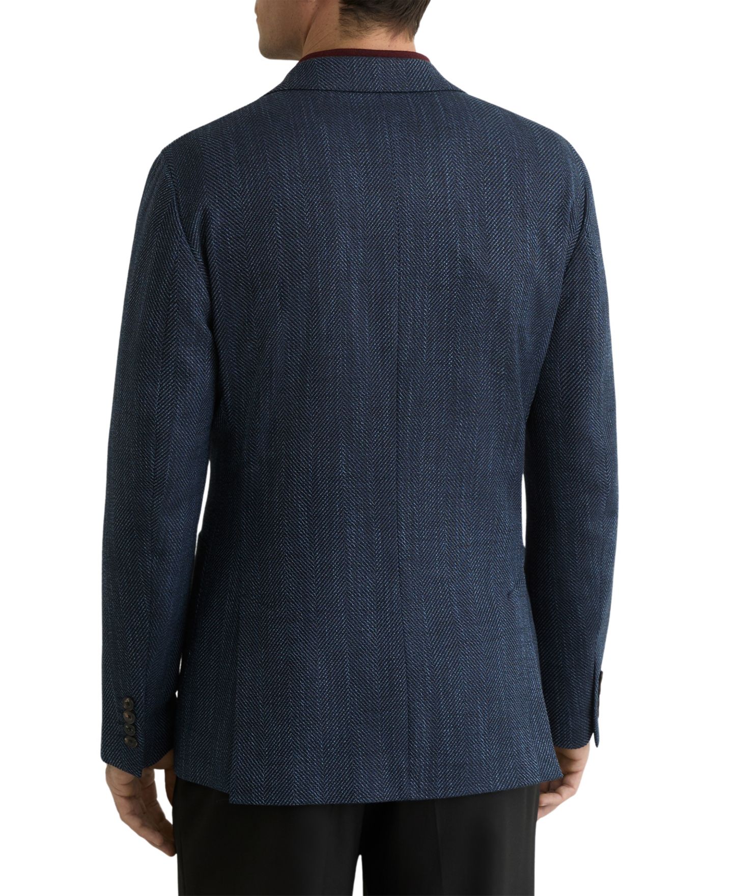 Мужской пиджак REISS Manci Herringbone Single-Breasted Tailored-Fit Blazer, цвет: Тёмно-синий — фото 5